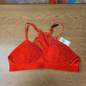 Aerie Real Power Wireless Push Up Paisley Lace Bra -- HOLIDAY RED 36A
